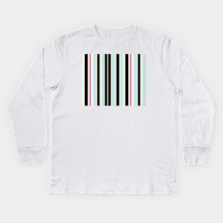 Blue & Black Stripes Kids Long Sleeve T-Shirt